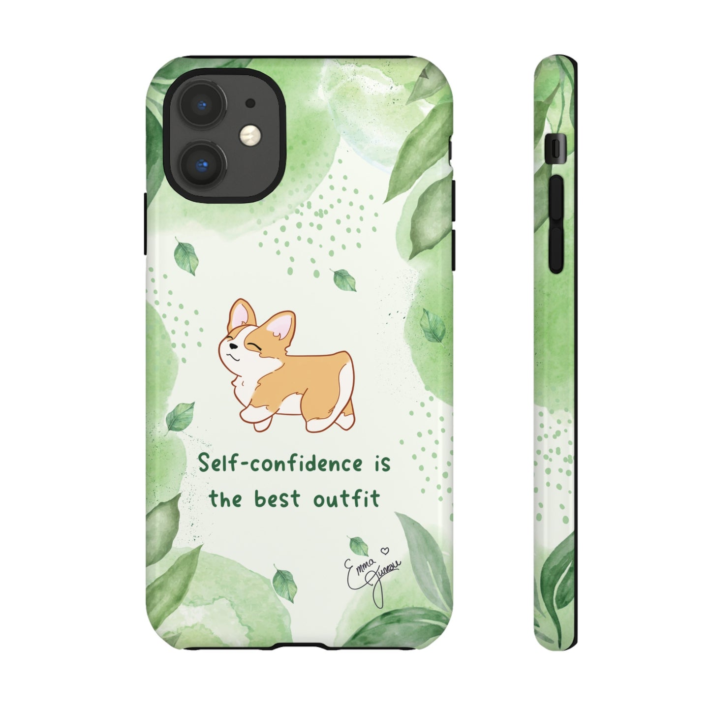 Corgi Green Tough Phone Case - Self Confidence is the Best Outfit