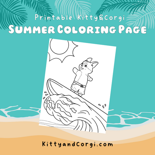 Corgi Surfing a Gnarly Wave Coloring Page