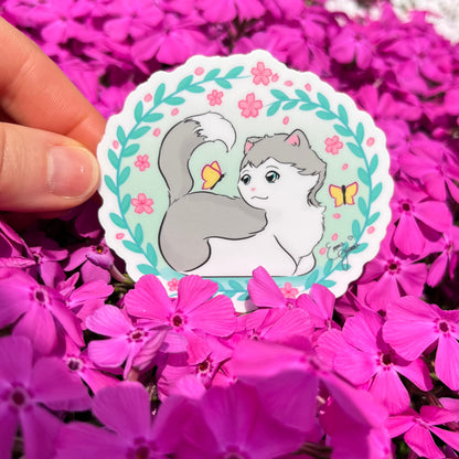MINT Sakura Kitty and the Butterfly Wreath - Die Cut Sticker